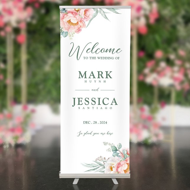 Peony Vertical Retractable Wedding Welcome Banner (Creator Uploaded)