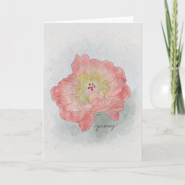 Peony Watercolor Card (Front)