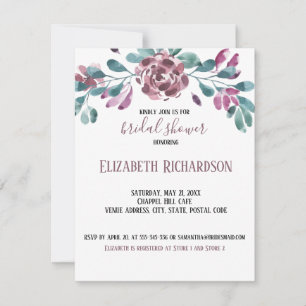 Peony Watercolor Polka Dot back Bridal Shower RSVP Card