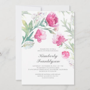 Peony Watercolor Vintage Bouquet Bridal Shower Invitation