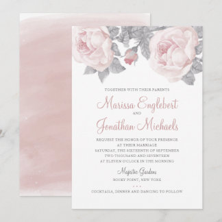 Peony Watercolor Wedding Invitation