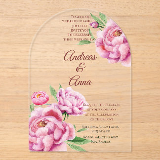 Peony Wedding Acrylic Invitations