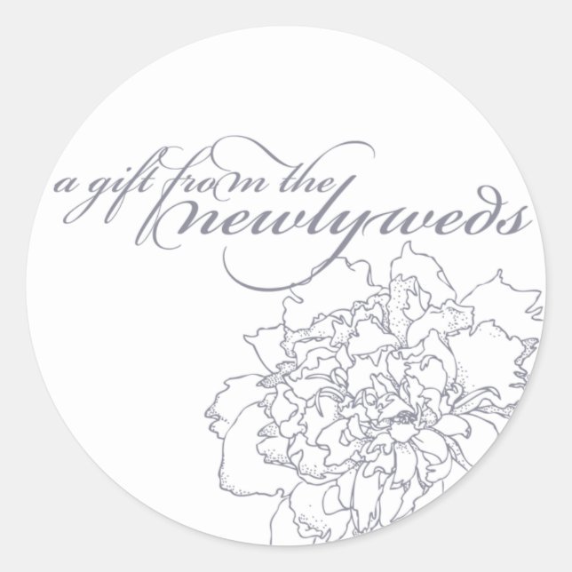 Peony Wedding Favour Sticker (Front)