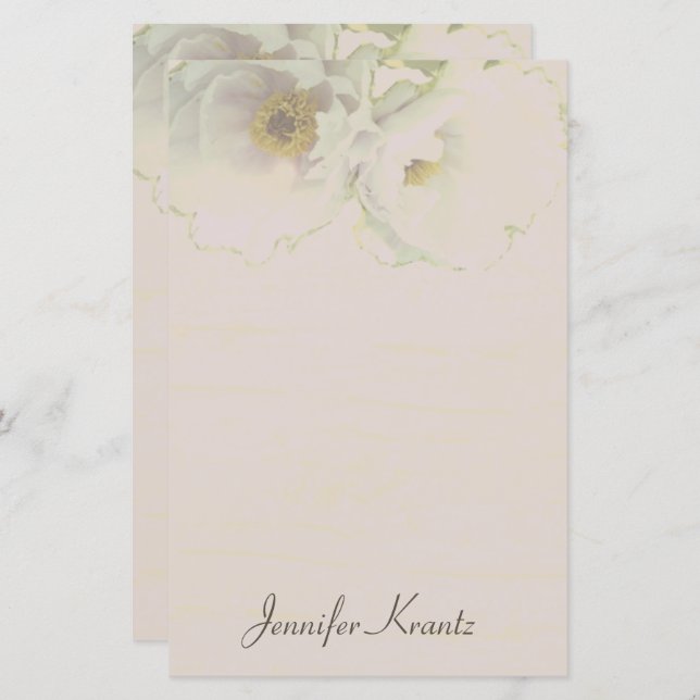 Peony Wedding Mauve Stationery (Front/Back)