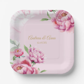 Peony Wedding Paper Plate