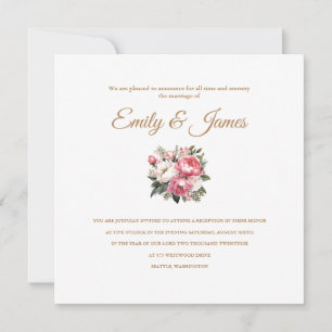 Peony Wedding Reception Invitation