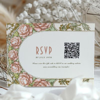 Peony Wedding RSVP Insert Vintage Art Deco Mucha