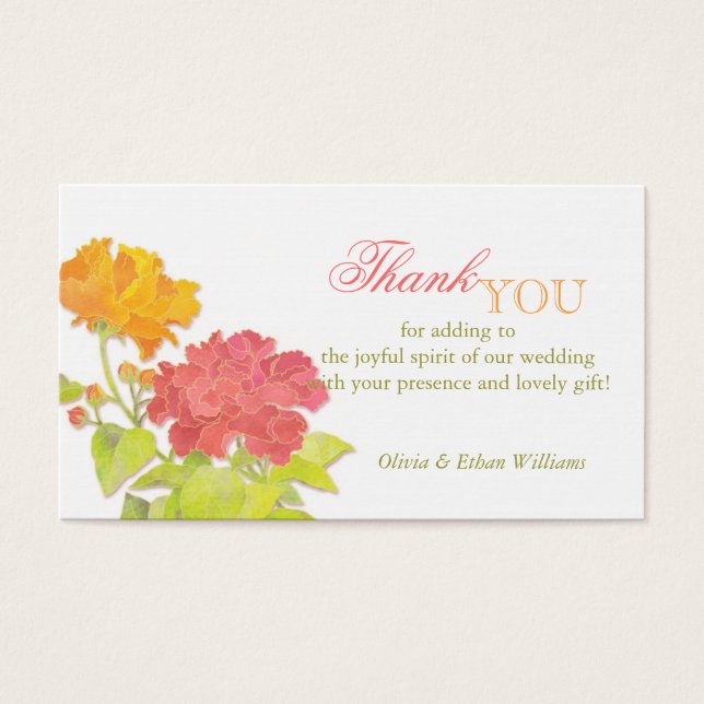 Peony Wedding Thank You Enclosure Favor Tag (Front)