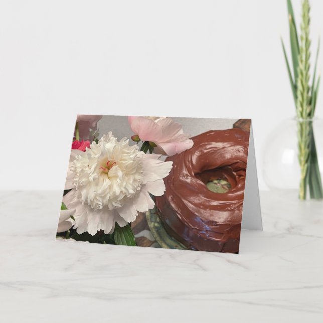 Peony with Chocolate Cake Card (Front)