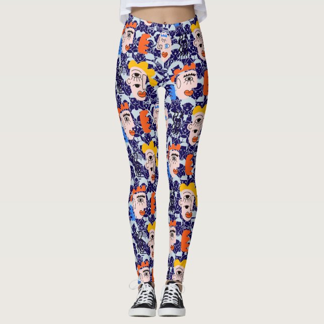 People and faces. PAF2501.DPurple BG Leggings (Front)