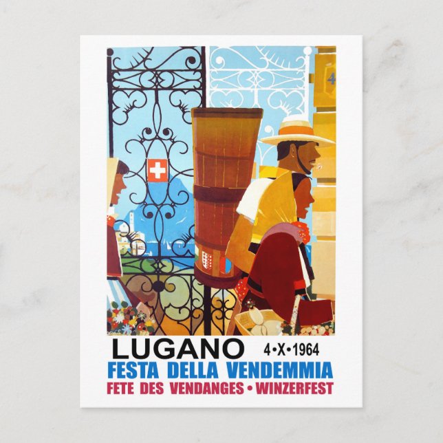 People are going to wine festival, Lugano Postcard (Front)