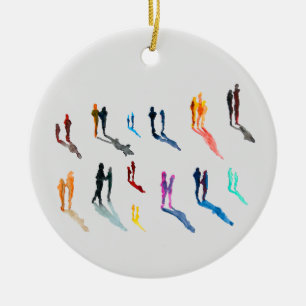 People art watercolor fine art ceramic tree decoration