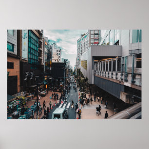 PEOPLE AT THE STREETS OF THE CITY DURING DAY POSTER