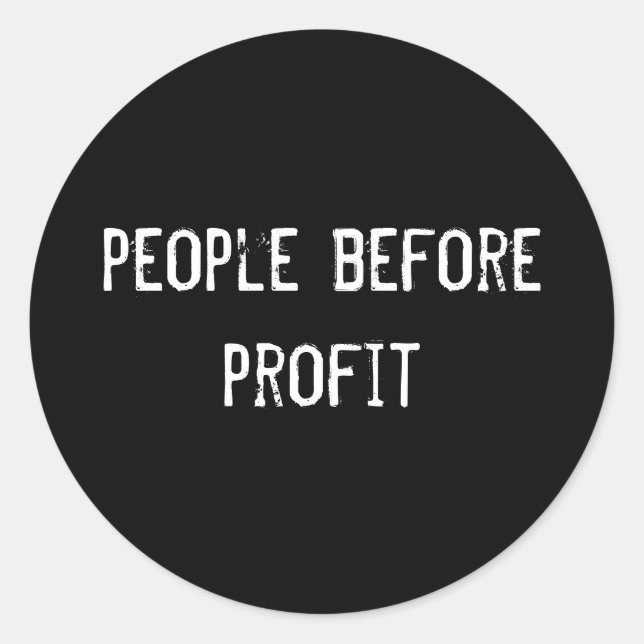 people before profit classic round sticker (Front)