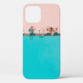 People beside pool illustration iPhone 12 case