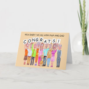 People cartoon new baby congratulations  card