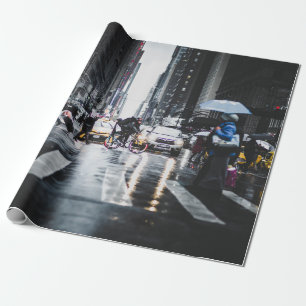 PEOPLE CROSSING PEDESTRIAN LANE IN CITY STREET WRAPPING PAPER