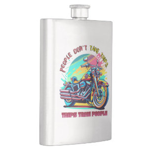 People Don't Take Trips: Vintage Retro Style Bike Hip Flask