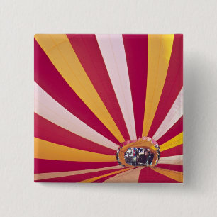 People filling a hot air balloon, Fort Collins, 15 Cm Square Badge