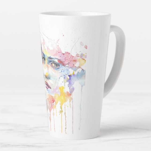 people-girl-woman-face-portrait latte mug (Right Angle)