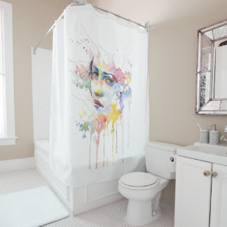 people-girl-woman-face-portrait shower curtain
