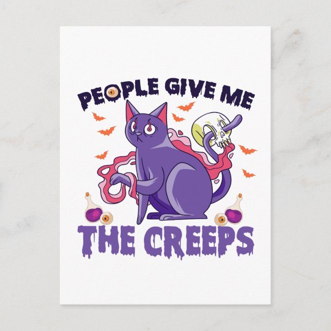 People Gives me the Creeps Spooky Cat Halloween  Postcard (Front)