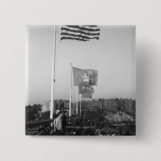 People in Bleachers 15 Cm Square Badge