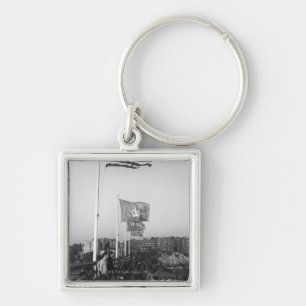 People in Bleachers Key Ring