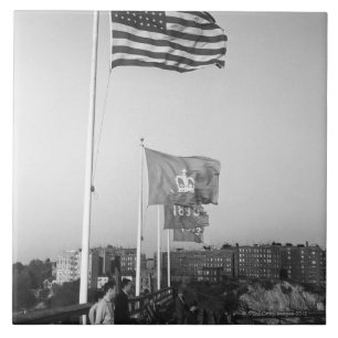 People in Bleachers Tile