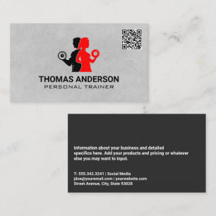 People Lifting Weights QR Code Business Card