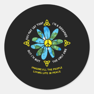 People Living Life In Peace Vintage 80s Hipe Men W Classic Round Sticker