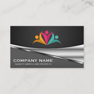 People Logo Metallic Background Business Card