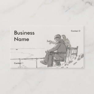 People looking out to sea drawing business card