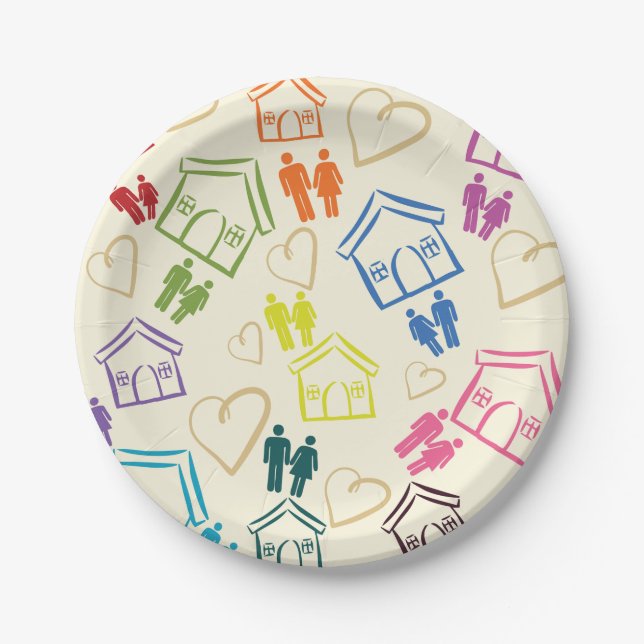 People Love Houses Paper Plate (Front)