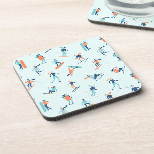 People Moving in the Winter Pattern Coaster