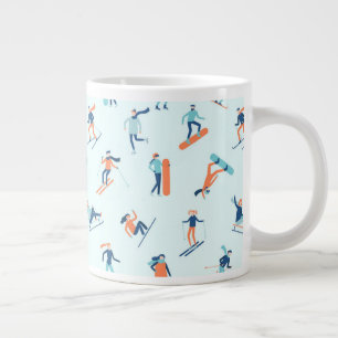 People Moving in the Winter Pattern Large Coffee Mug