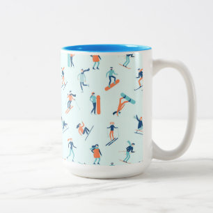 People Moving in the Winter Pattern Two-Tone Coffee Mug