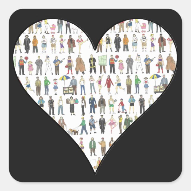 People of NYC Black Heart New York Stickers (Front)