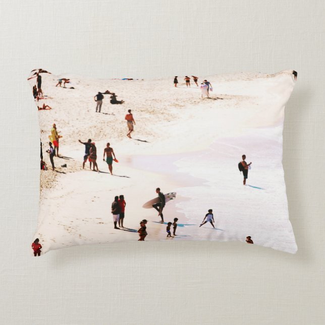 People on beach in the morning decorative cushion (Front)