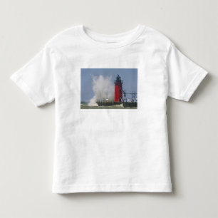 People on jetty watch large breaking waves in 2 toddler T-Shirt