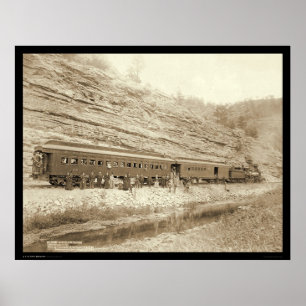 People Outside Train near Hot Springs SD 1891 Poster