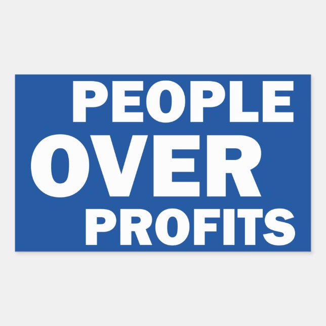 People Over Profits Rectangular Sticker (Front)