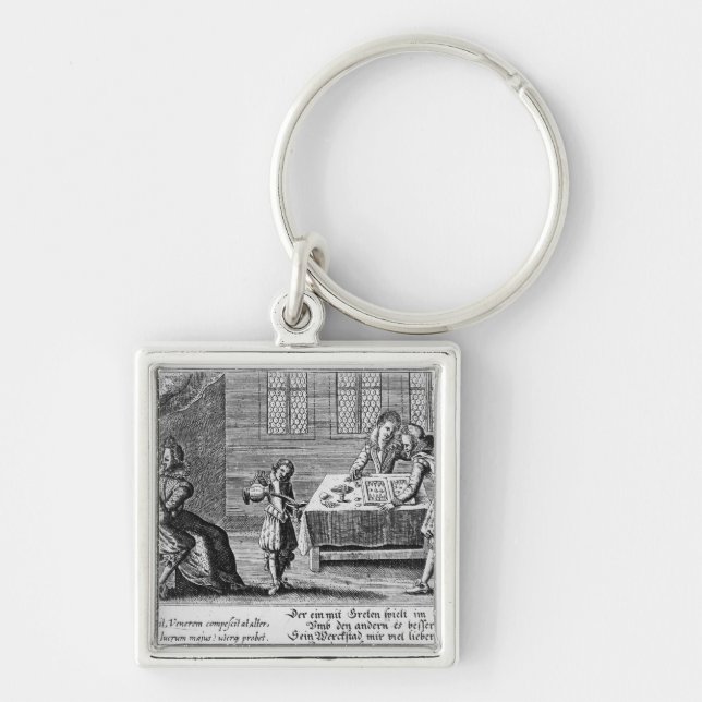 People Playing Backgammon Key Ring (Front)