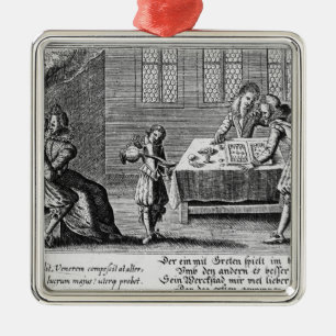 People Playing Backgammon Metal Tree Decoration