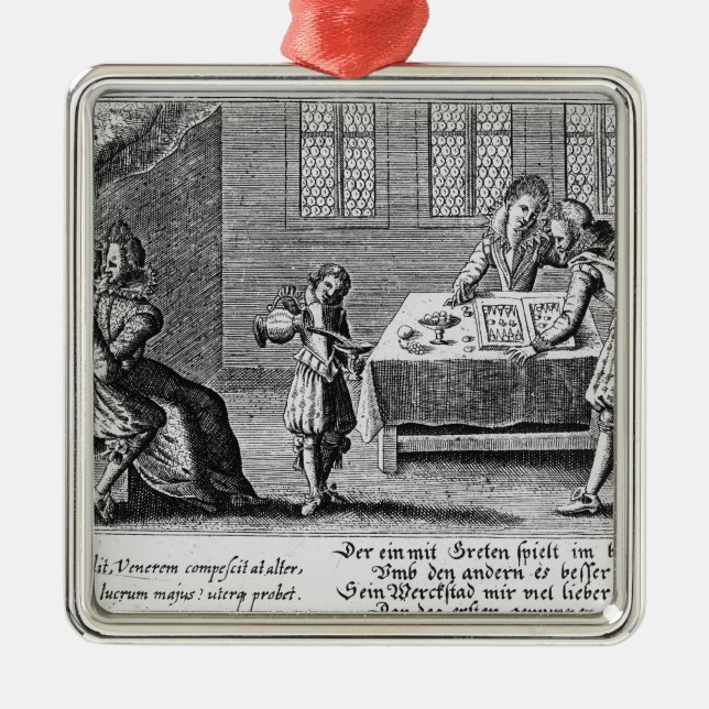 People Playing Backgammon Metal Tree Decoration (Front)