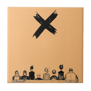 People Rear View Vintage Charm Meets Witty Art on Tile