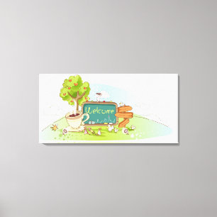 People relaxing by information sign with tea cup