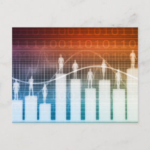 People Standing on a Bar Chart Postcard