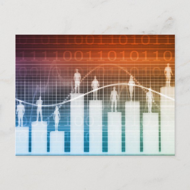 People Standing on a Bar Chart Postcard (Front)