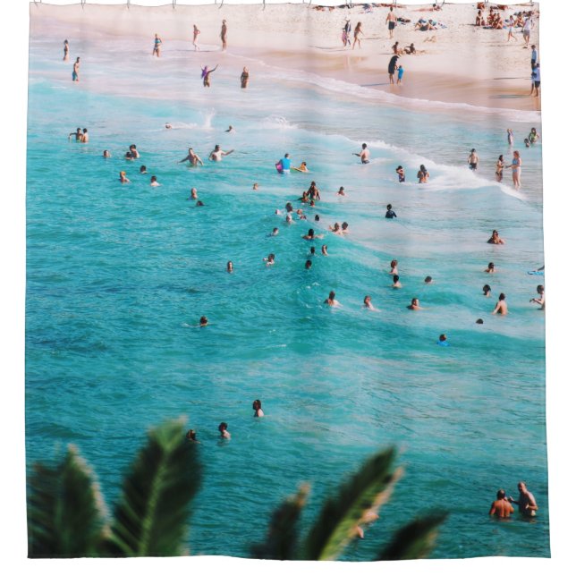 People swimming in the beach shower curtain (Front)